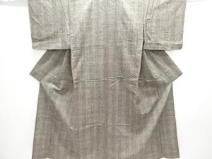 縞に麻の葉模様織り出し手織り紬単衣着物